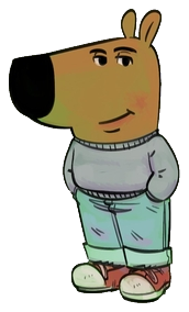 Chill Guy standing with his hands in his pockets